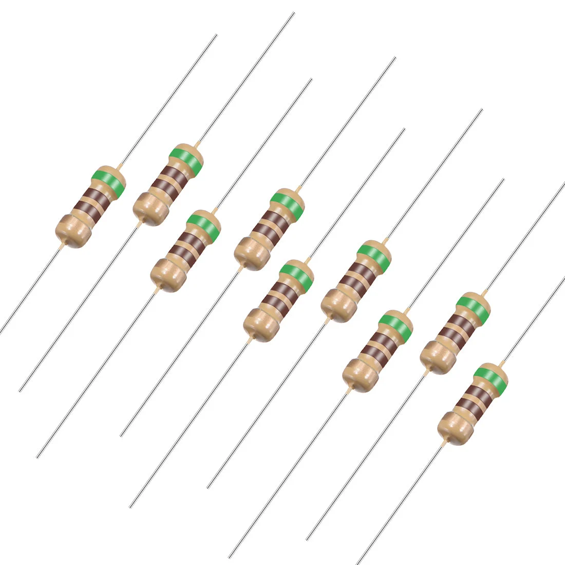 1/4 Watt 510 Ohm Carbon Film Resistors 5% Tolerances 0.25W 50pcs 4 Color Band