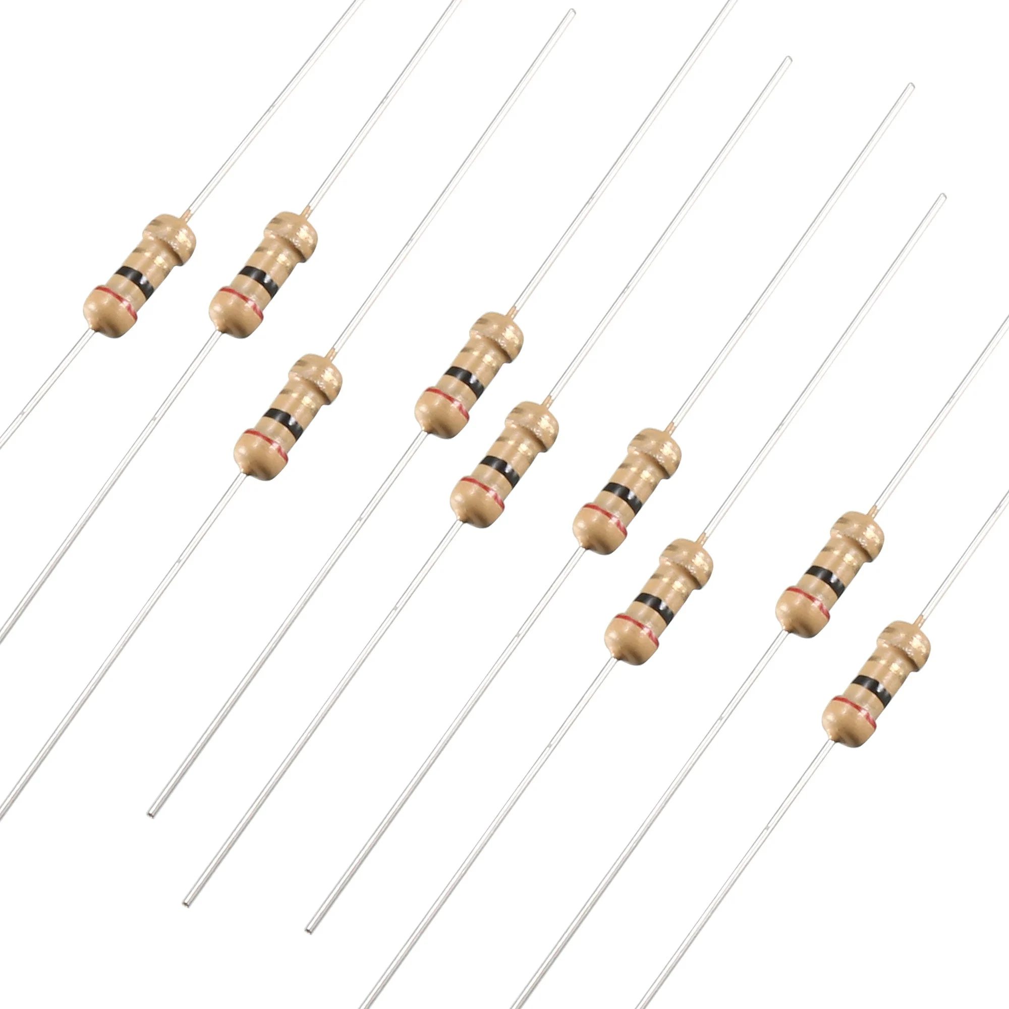 1/4 Watt 2 Ohm Carbon Film Resistors 5% Tolerances 0.25W 1000pcs 4 Color Band