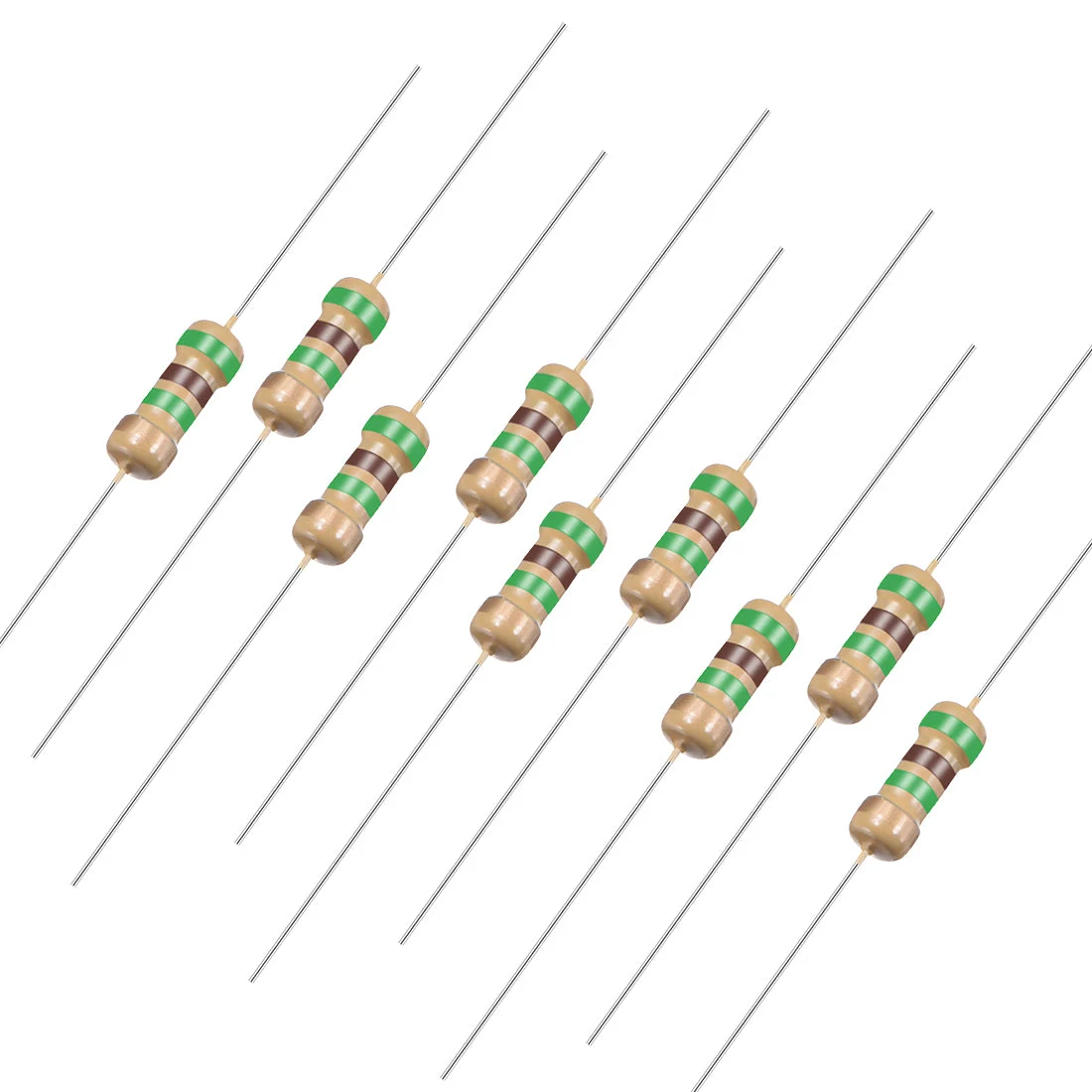 1/4 Watt 5.1M Ohm Carbon Film Resistors 5% Tolerances 0.25W 100pcs 4 Color Band