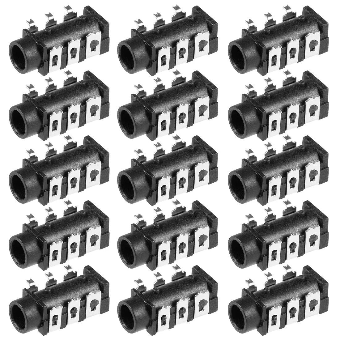 15Pcs PCB Mount 3.5mm 6 Pin Socket Headphone Stereo Jack Connector for Audio Video Black PJ-313D