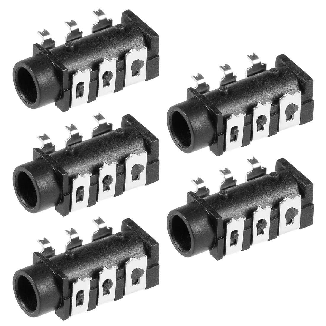 5Pcs PCB Mount 3.5mm 6 Pin Socket Headphone Stereo Jack Connector for Audio Video Black PJ-313D