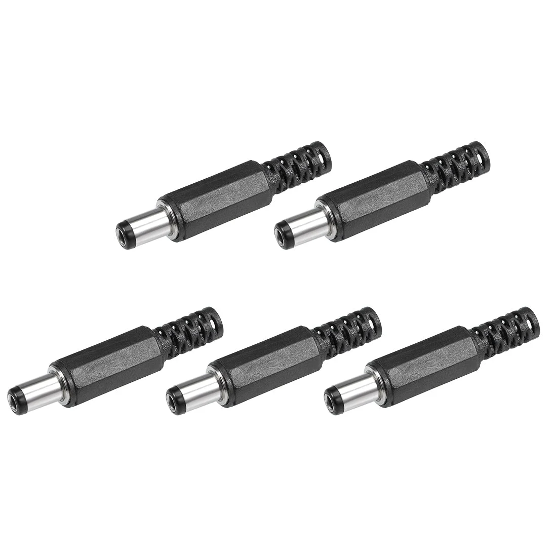 5Pcs DC Male Connector 5.5mm x 2.5mm x 9mm Power Cable Jack Adapter Black