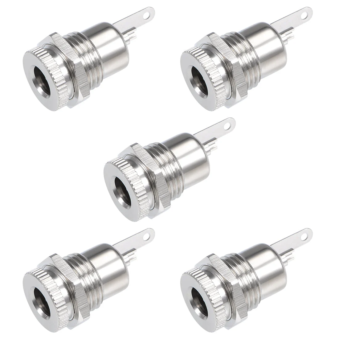 5Pcs Panel Mount DC Connector Power Socket Female 5.5mm x 2.5mm Silver Tone
