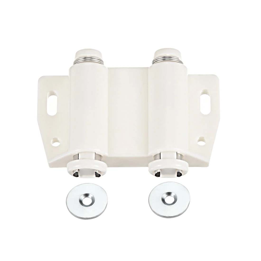 2Pcs Double Magnetic Touch Catch Latch Plastic PE White for Door Shutter