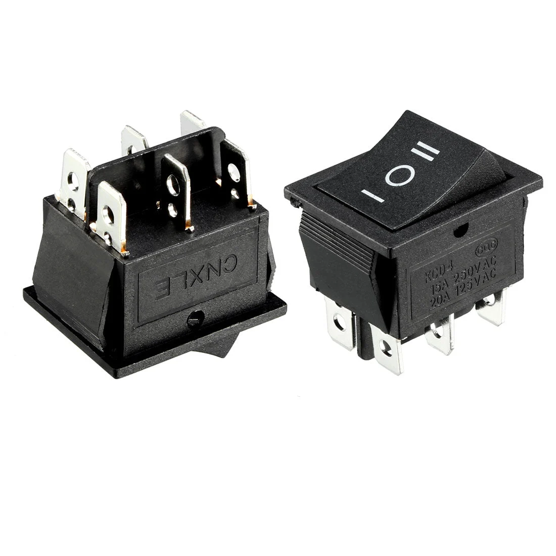 2pcs AC 250V/15A 125V/20A 6P ON/OFF/ON 3 Position Snap-in Boat Rocker Switch Black