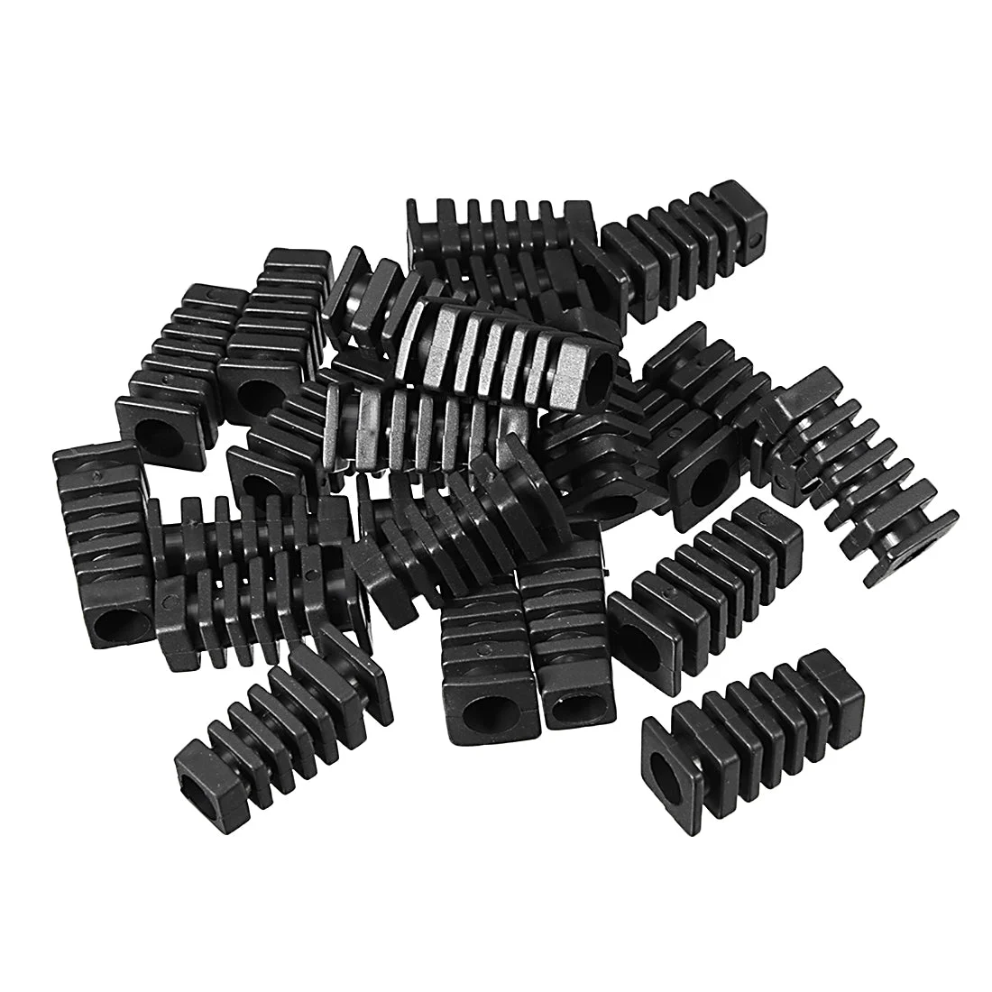 25Pcs 7mm Inner Dia PVC Square Strain Relief Cord Boot Protector Sleeve Power Tool Hose Black