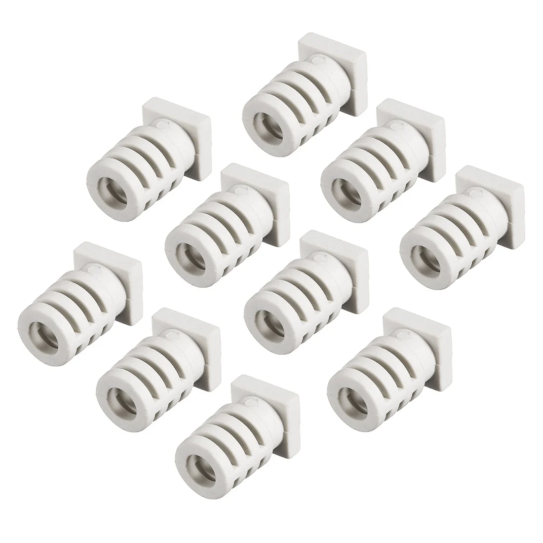 10Pcs 5mm Inner Dia PVC Square Strain Relief Cord Boot Protector Sleeve Power Tool Hose Light Grey
