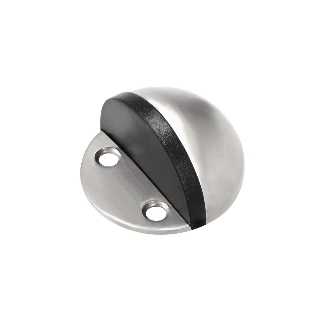 Stainless Steel Floor Door Stopper with Rubber Bumper Adhesive/Screw Mounted Silver Tone