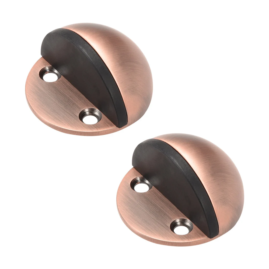 Stainless Steel Floor Door Stopper with Rubber Bumper Adhesive/Screw Mounted Copper Tone 2pcs