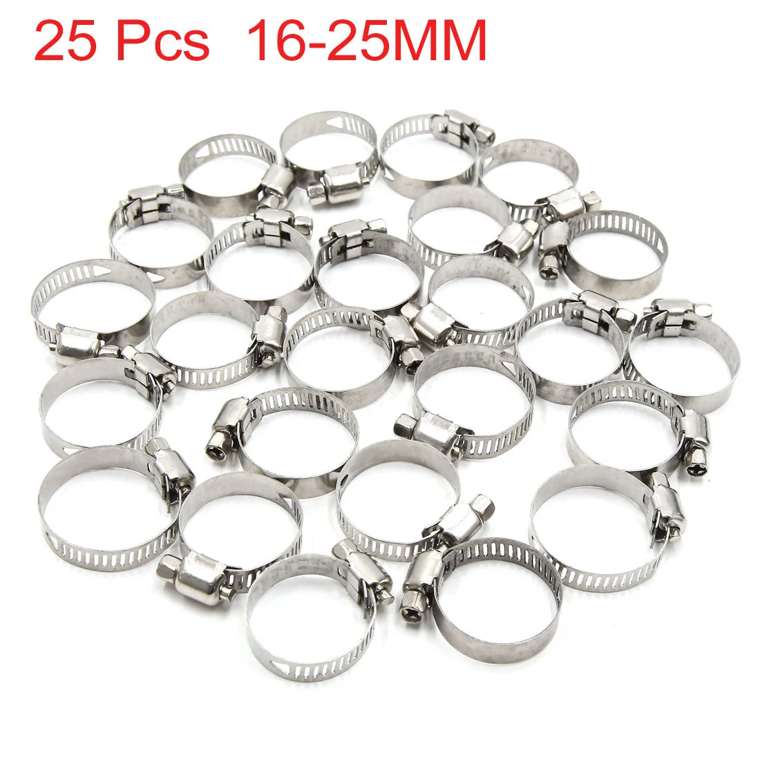 25pcs 16-25MM Stainless Steel Car Vehicle Drive Hose Clamp Fuel Line Clip