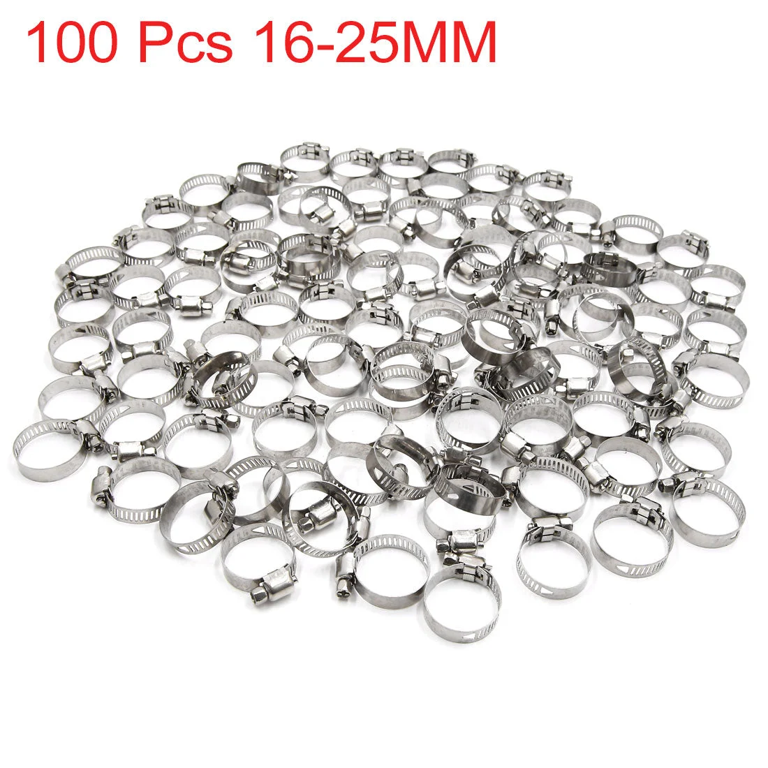 Uxcell 100pcs 16-25MM Stainless Steel Car Vehicle Drive Hose Clamp Fuel Line Clip
