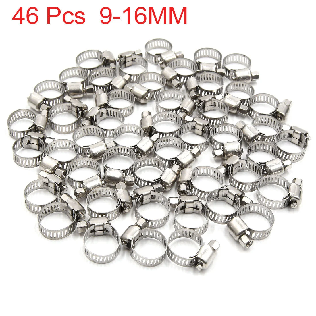 46pcs 9-16MM Stainless Steel Car Vehicle Drive Hose Clamp Fuel Line Clip