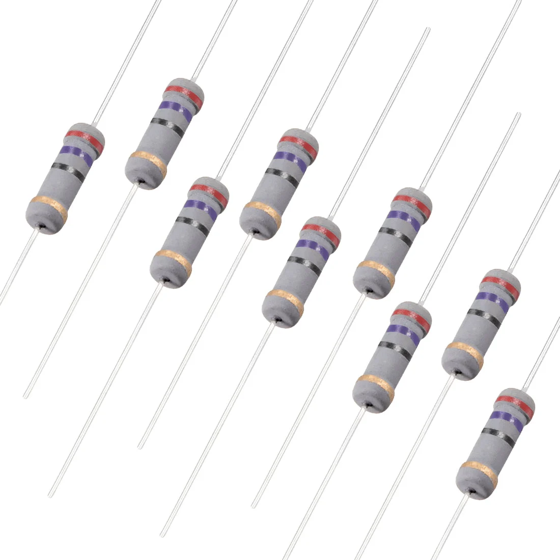 100pcs Carbon Film Resistors 27 Ohm 1W 5%Tolerances 4 Color Bands