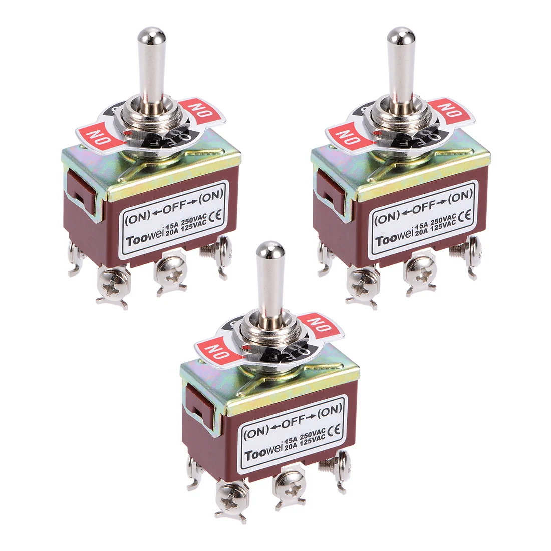 DPDT Rocker Toggle Switch Momentary Heavy-Duty 15A 250V 20A 125V 6P ON/OFF/ON Switch Waterproof Boot Cap Cover