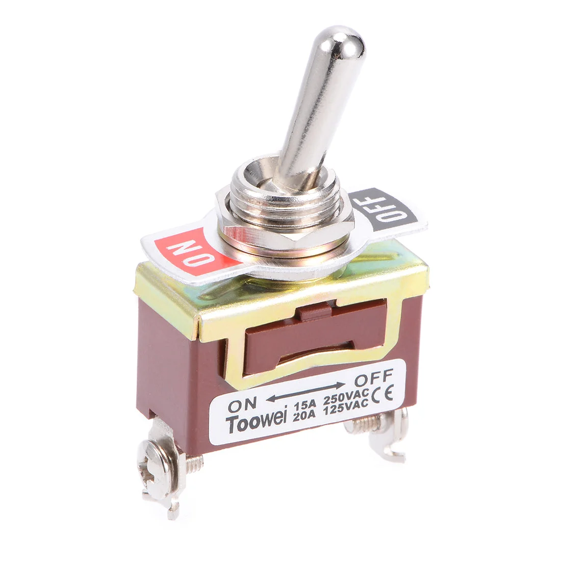 T701AW SPST Rocker Toggle Switch Self Locking Heavy-Duty 15A 250V 20A 125V 2P ON/OFF Switch Metal Bat Waterproof Boot Cap Cover