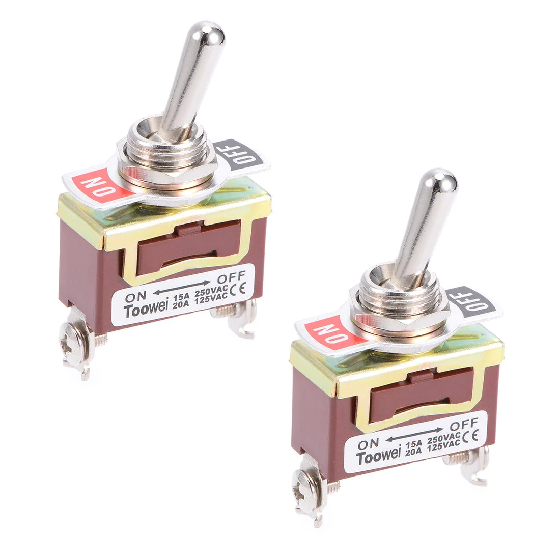 T701A SPST Rocker Toggle Switch Self Locking Heavy-Duty 15A 250V 20A 125V 2P ON/OFF Switch Metal Bat Waterproof Boot Cap Cover 2pcs