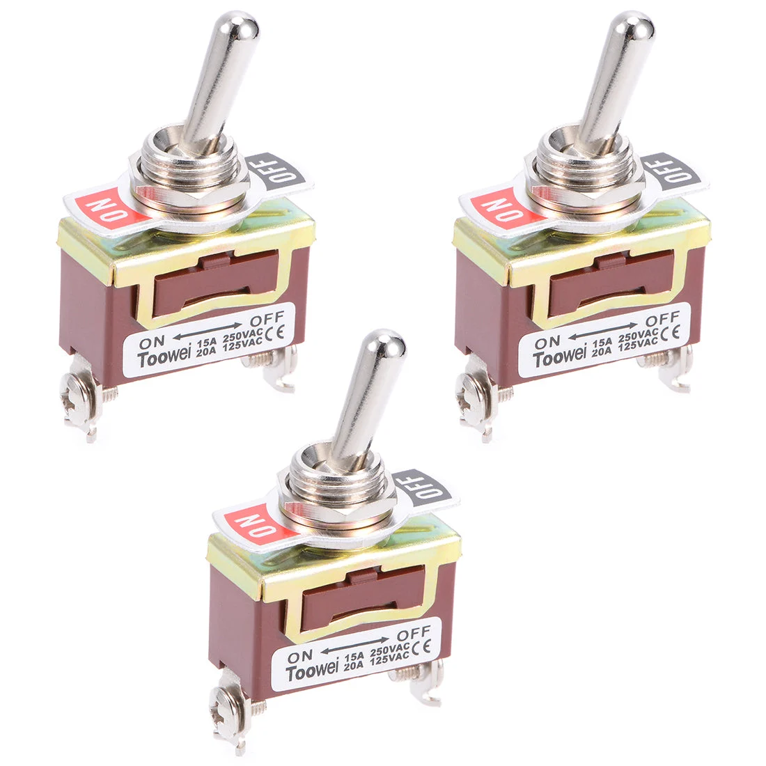 T701A SPST Rocker Toggle Switch Self Locking Heavy-Duty 15A 250V 20A 125V 2P ON/Off Switch Metal Bat Waterproof Boot Cap Cover 3pcs