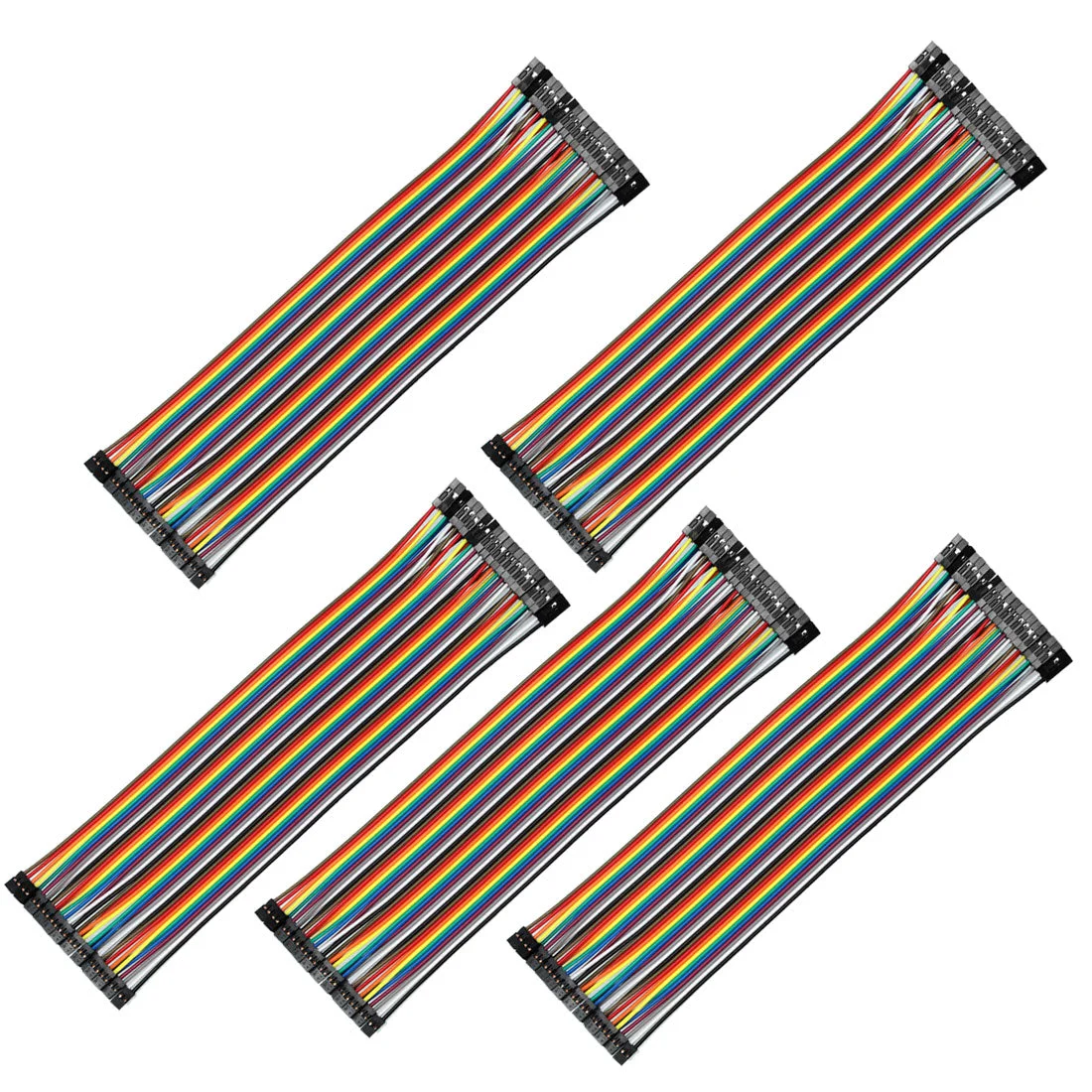 Female to Female 40P Jumper Wire 2 to 2.54mm Pitch Ribbon Cable Breadboard DIY 20cm Long 5pcs