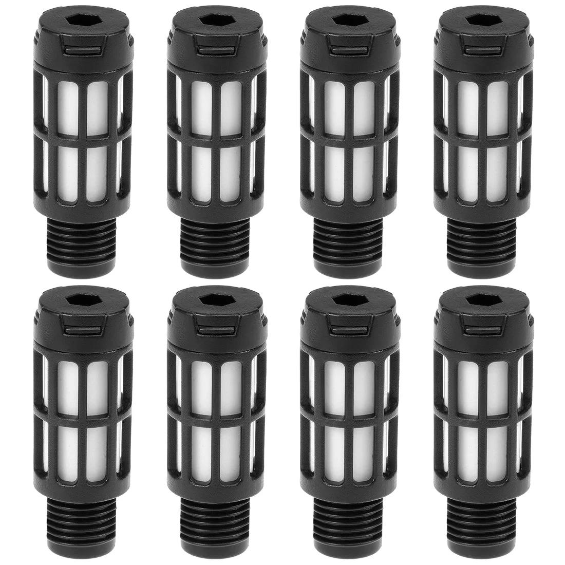 Uxcell Plastic Pneumatic Muffler Exhaust Air Line Silencer Smaller 1/4 PT Black, 8pcs