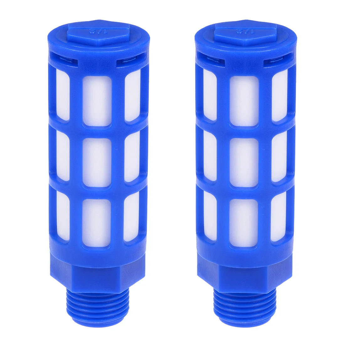 Uxcell Plastic Pneumatic Muffler Exhaust Air Line Silencer 1/2 PT Blue, 2pcs