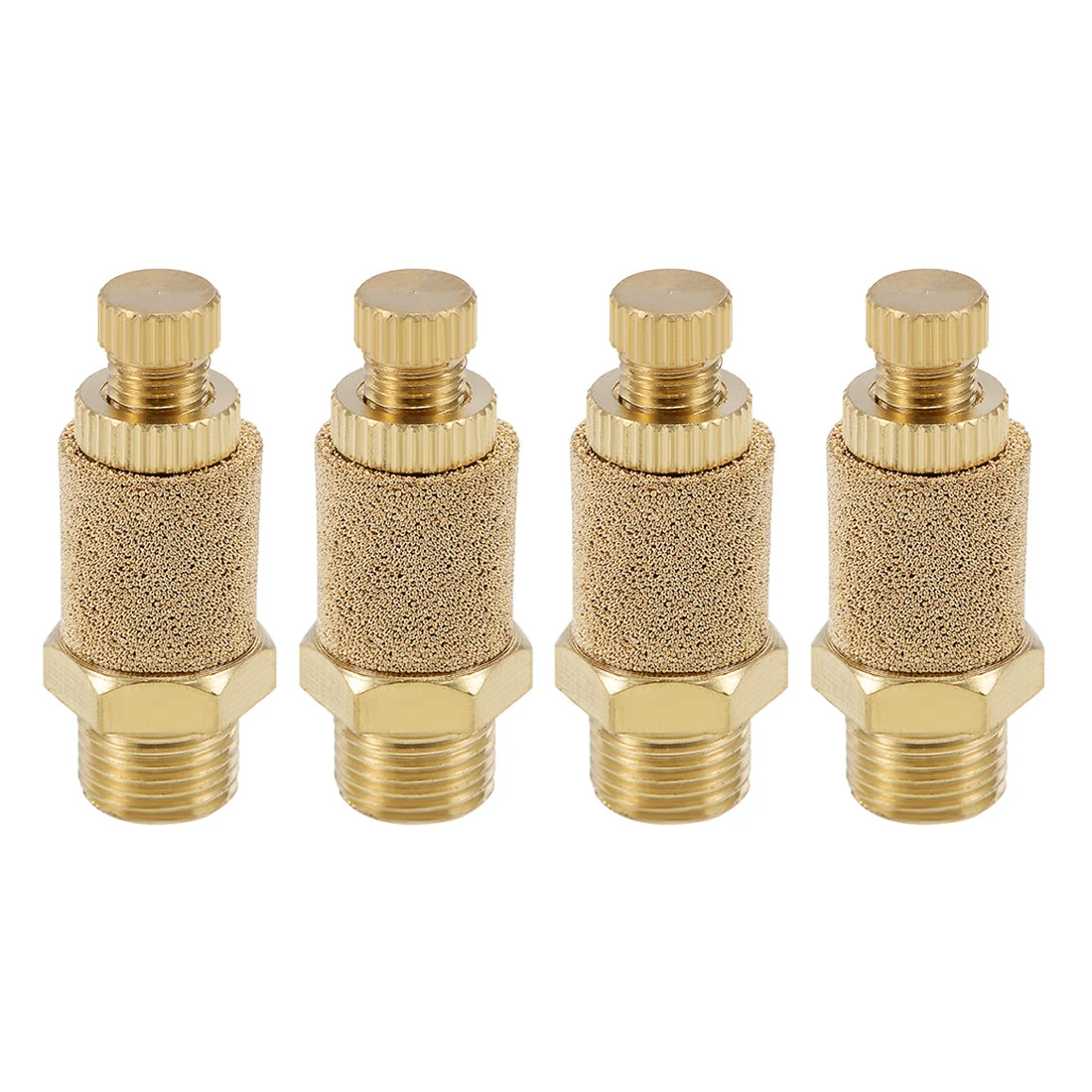 Uxcell Top Adjustable Pneumatic Air Exhaust Silencer Muffler Copper 1/8 BSPT Gold Tone 4pcs