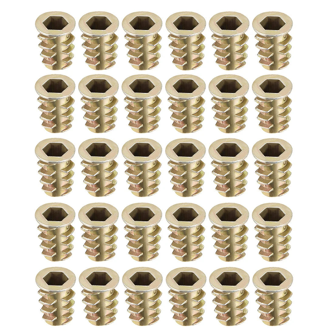 Threaded Insert Nuts Zinc Alloy Hex Socket M6 Internal Threads 14mm Length 30pcs