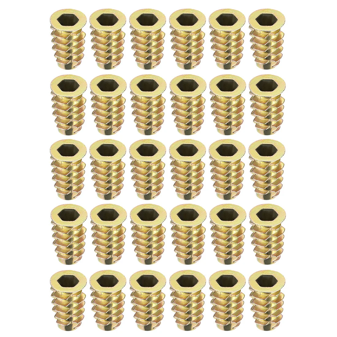 Threaded Insert Nuts Zinc Alloy Hex Socket M6 Internal Threads 18mm Length 30pcs