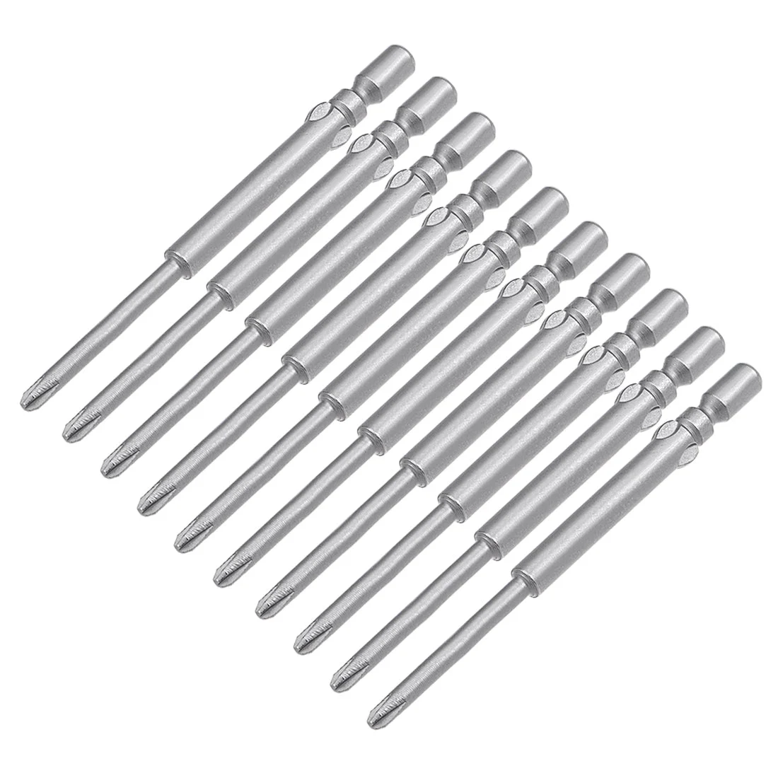 10 Pcs 4mm Round Shank 60mm Length 2.5mm PH1 Phillips Magnetic Screwdriver Bits