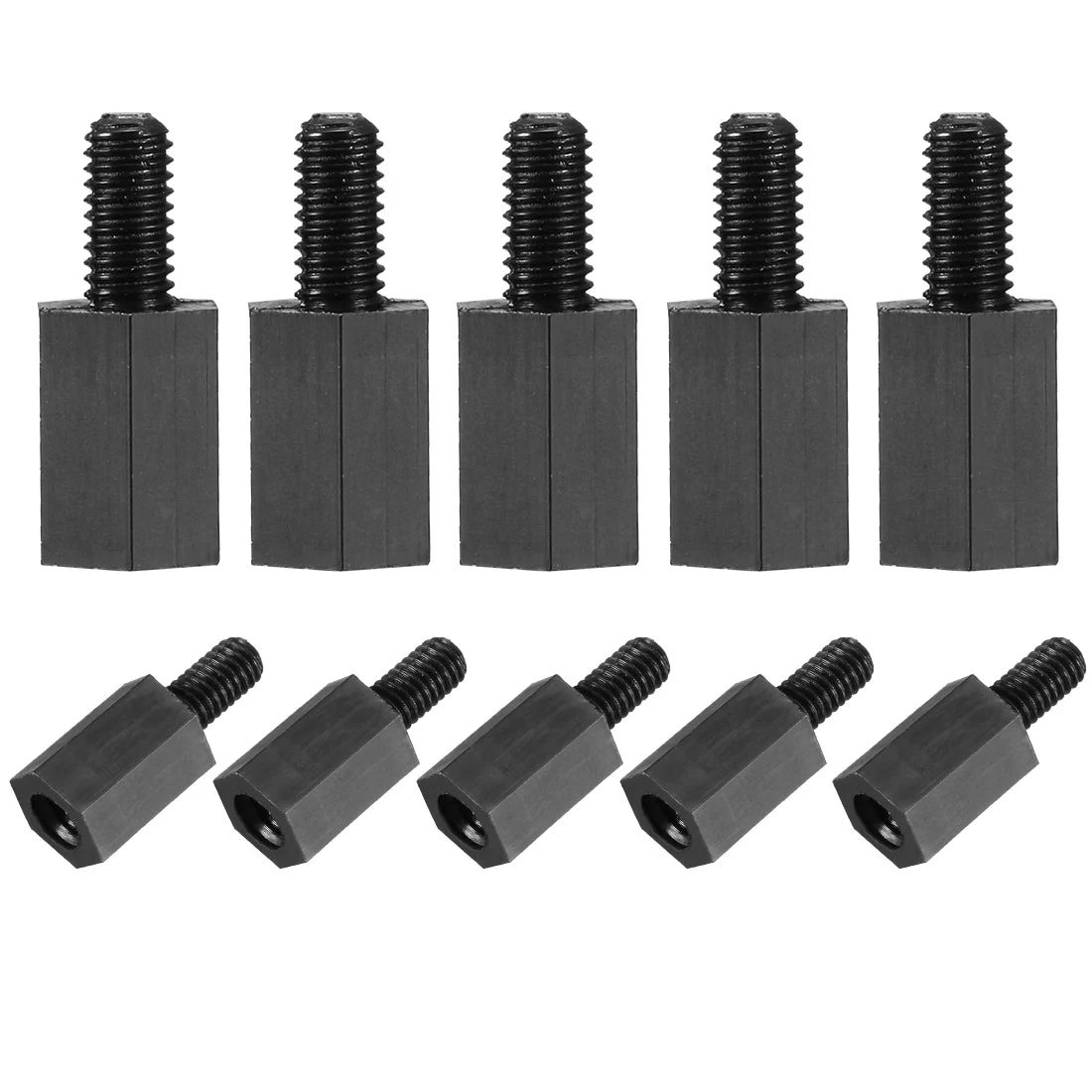 100pcs M3 8+6mm Male Female Thread Nylon Hex Standoff Spacer Screws PCB Pillar Black