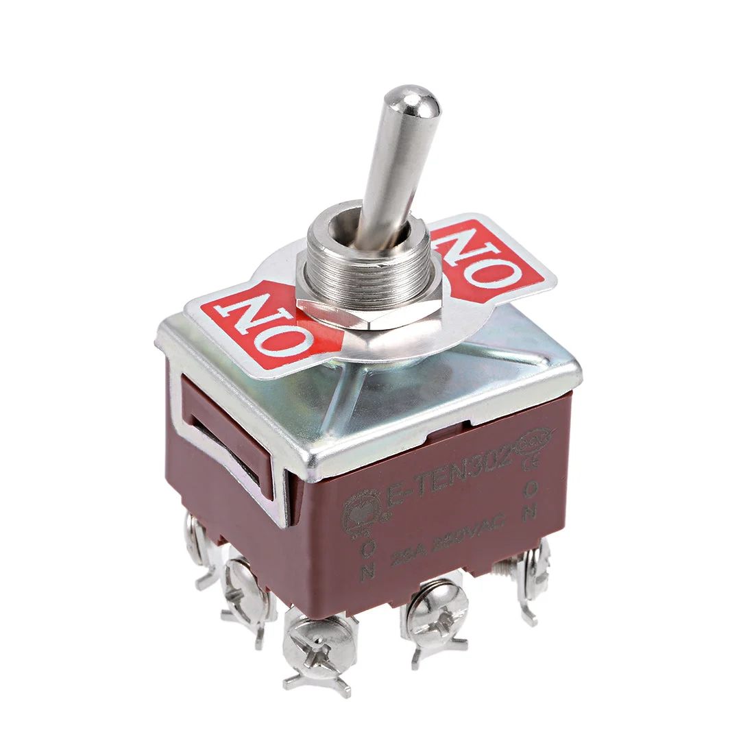 3PDT Latching Rocker Toggle Switch 25A 250V 9P ON/ON Metal Bat 1pcs