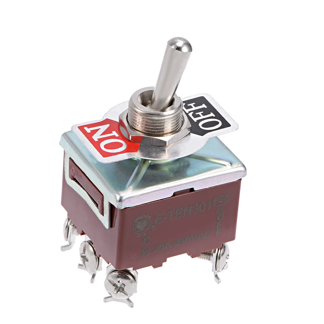 DPDT Latching Rocker Toggle Switch Heavy-Duty 20A 250V 6P ON/OFF Metal Bat 1pcs