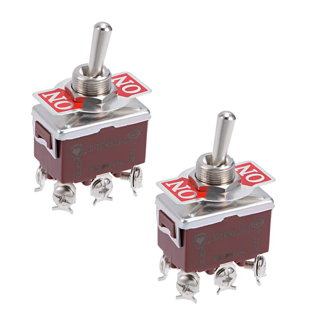 DPDT Momentary Rocker Toggle Switch Heavy-Duty 20A 250V 6P ON/ON Metal Bat 2pcs