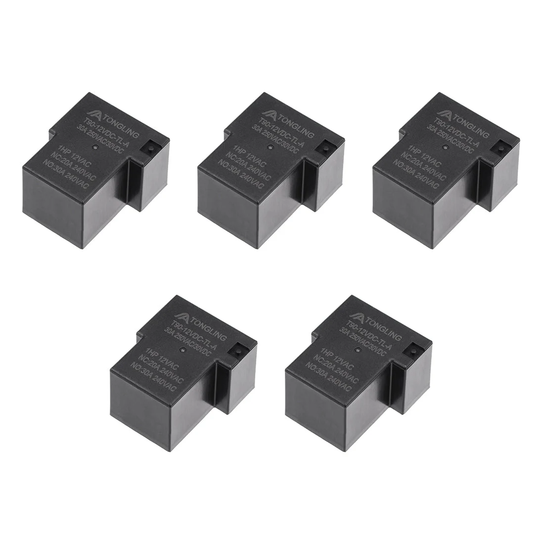 5 Pcs T90-12VDC-TL-A DC 12V Coil SPST 4 Pin PCB Electromagnetic Power Relay Black