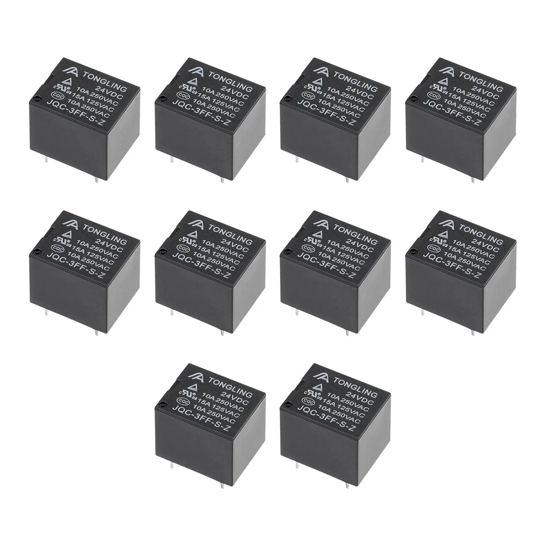 10 Pcs JQC-3FF-S-Z DC 24V Coil SPDT 5 Pin PCB Electromagnetic Power Relay Black