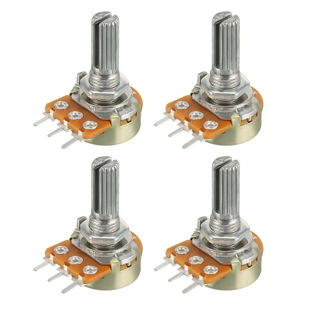 WH148 250K Ohm Variable Resistors Single Turn Rotary Carbon Film Taper Potentiometer 4Pcs