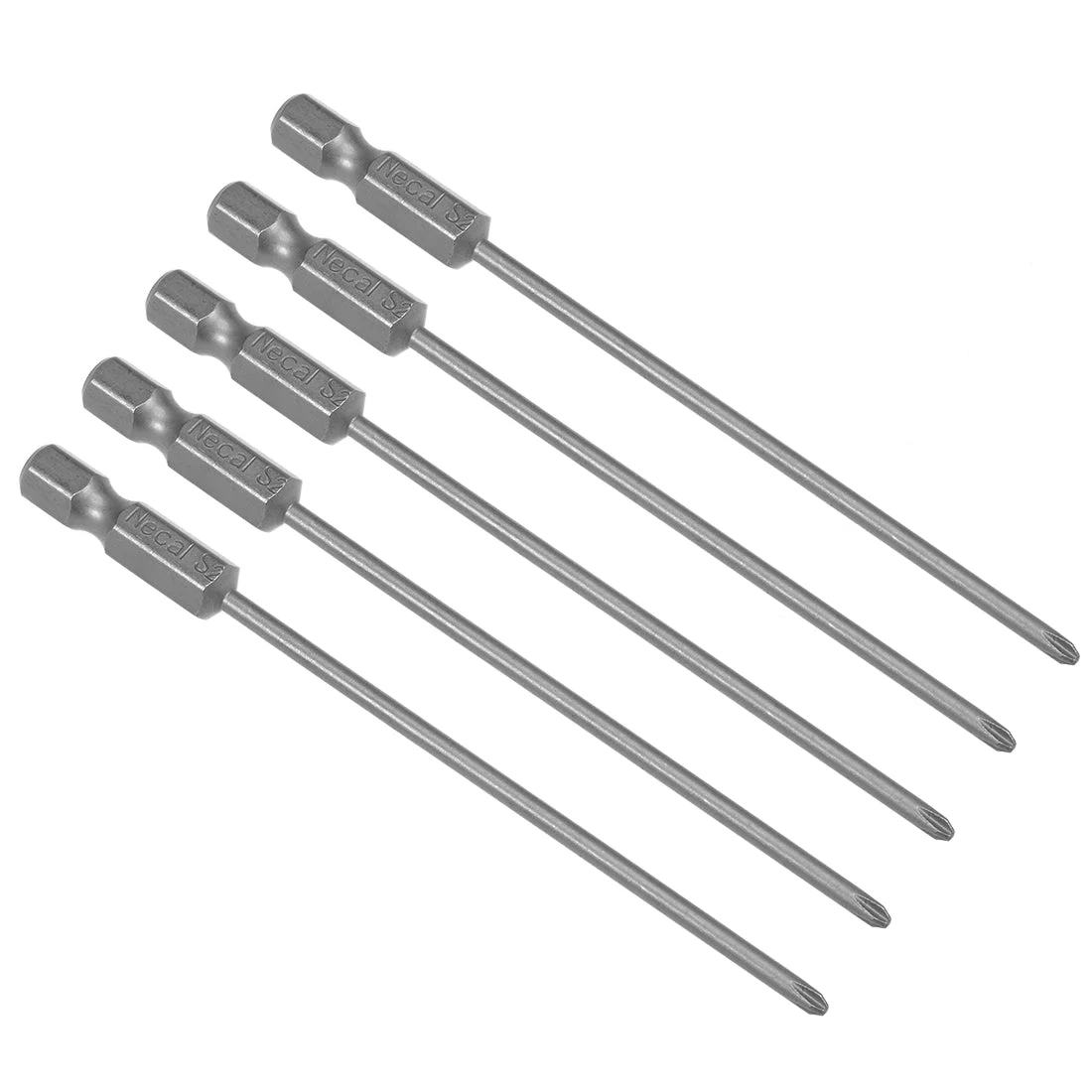5 Pcs 1/4 Shank 100mm Length 2.5mm Phillips PH1 Magnetic S2 Screwdriver Bits