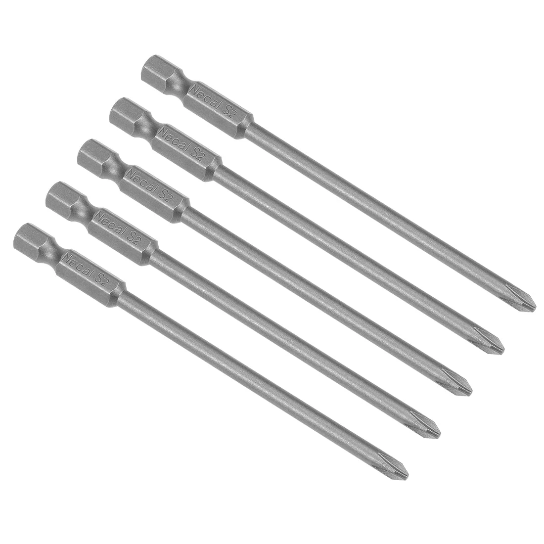 5 Pcs 1/4 Shank 100mm Length 4mm Phillips PH1 Magnetic S2 Screwdriver Bits