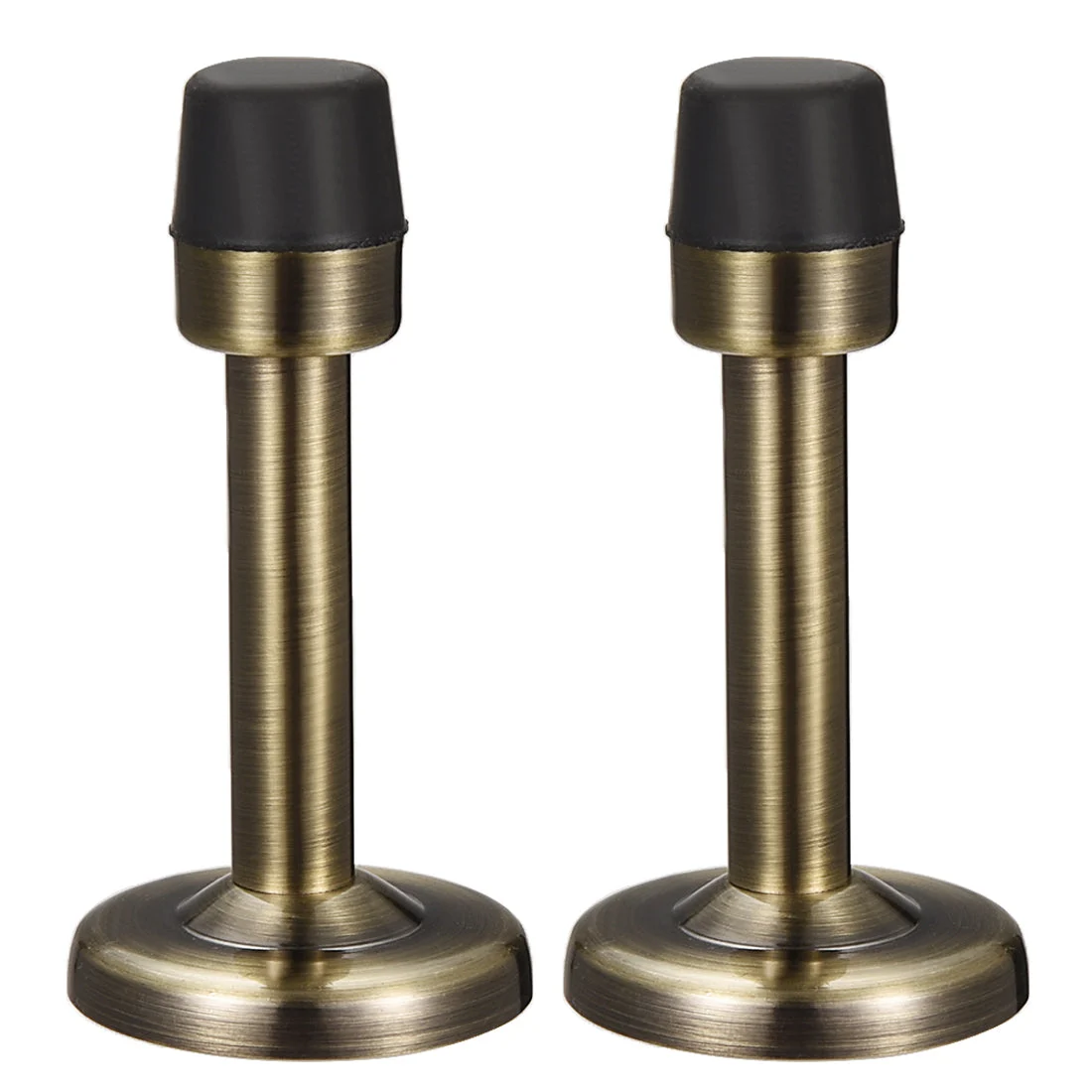 Door Stopper Stop Bumper Wall Protector Sound Dampening Wall Mount w Rubber Tip Bronze Tone 2pcs