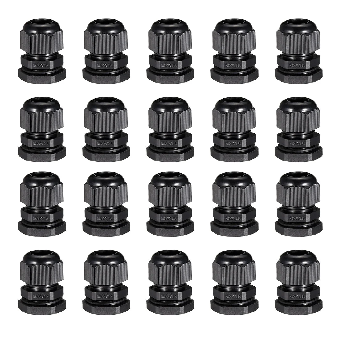 M22 Cable Gland Waterproof Plastic Joint Adjustable Locknut for 10-13mm Dia Cable Wire 20Pcs