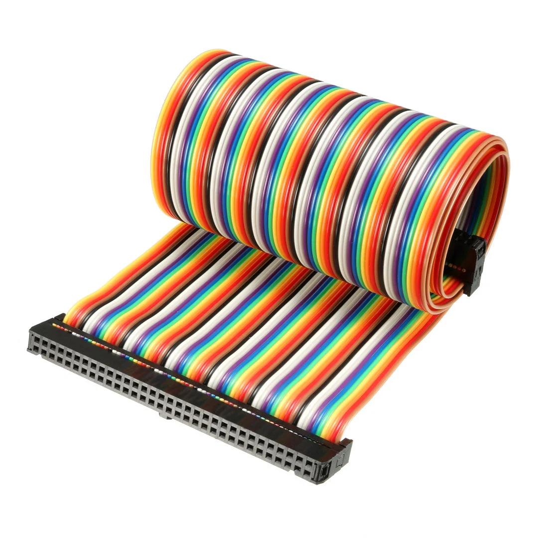 IDC Rainbow Wire Flat Ribbon Cable 64 Pins 48cm Length 2.54mm Pitch 2pcs Type-C