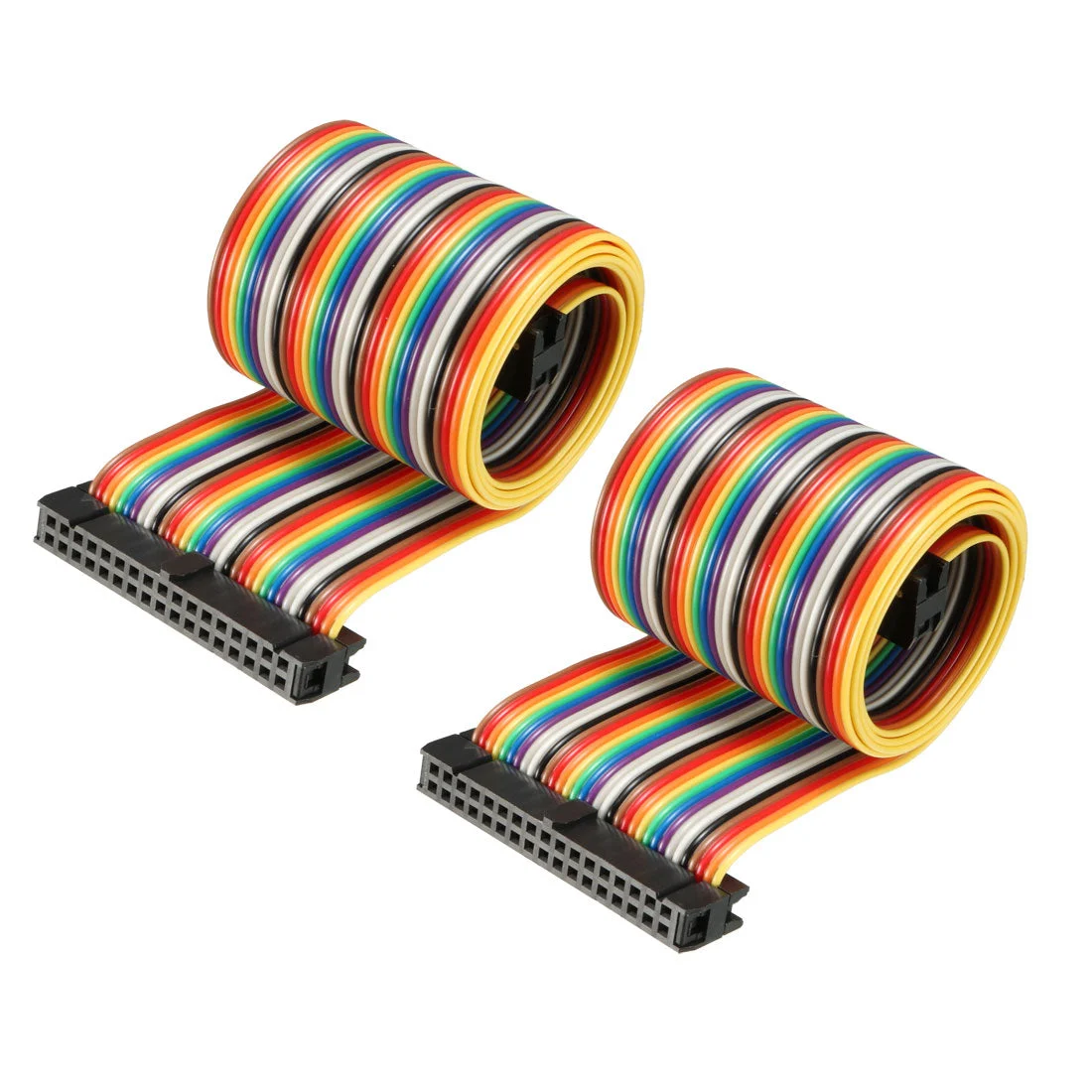 IDC Rainbow Wire Flat Ribbon Cable 34 Pins 48cm Length 2.54mm Pitch 2pcs Type-C