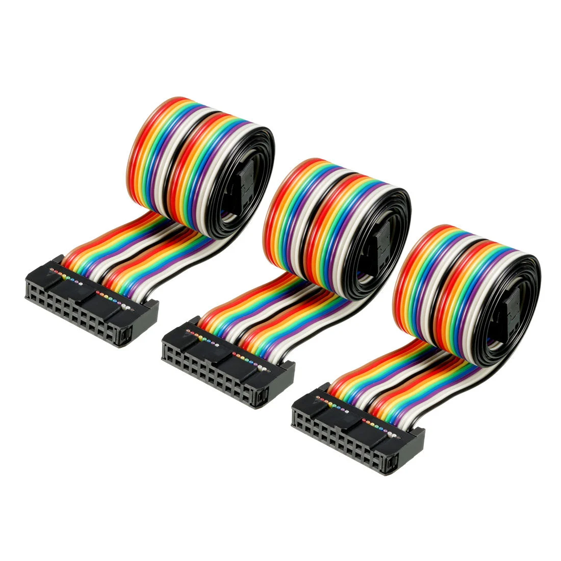 IDC Rainbow Wire Flat Ribbon Cable 20 Pins 48cm Length 2.54mm Pitch 3pcs Type-B