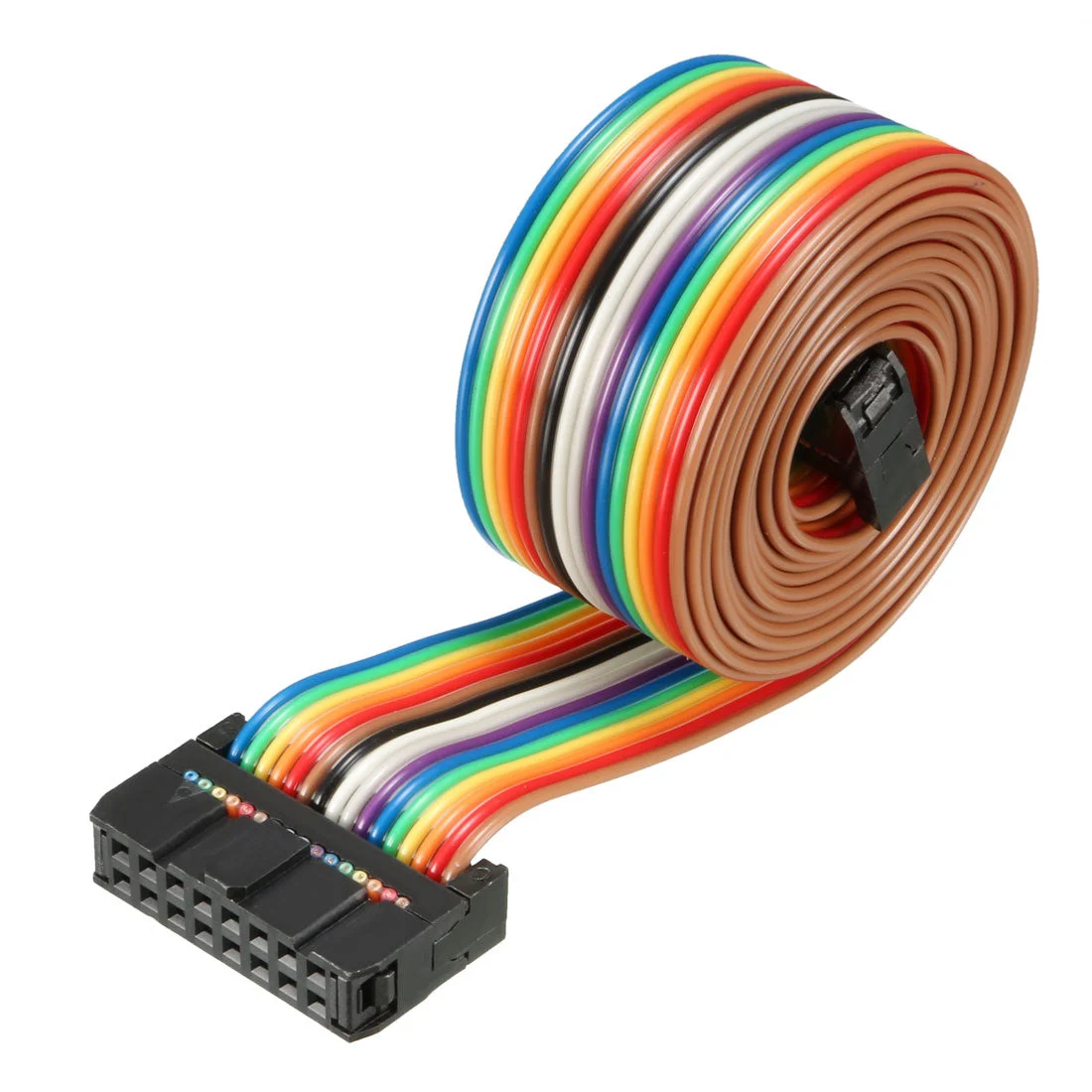 IDC Rainbow Wire Flat Ribbon Cable 16 Pins 118cm Length 2.54mm Pitch Type-B