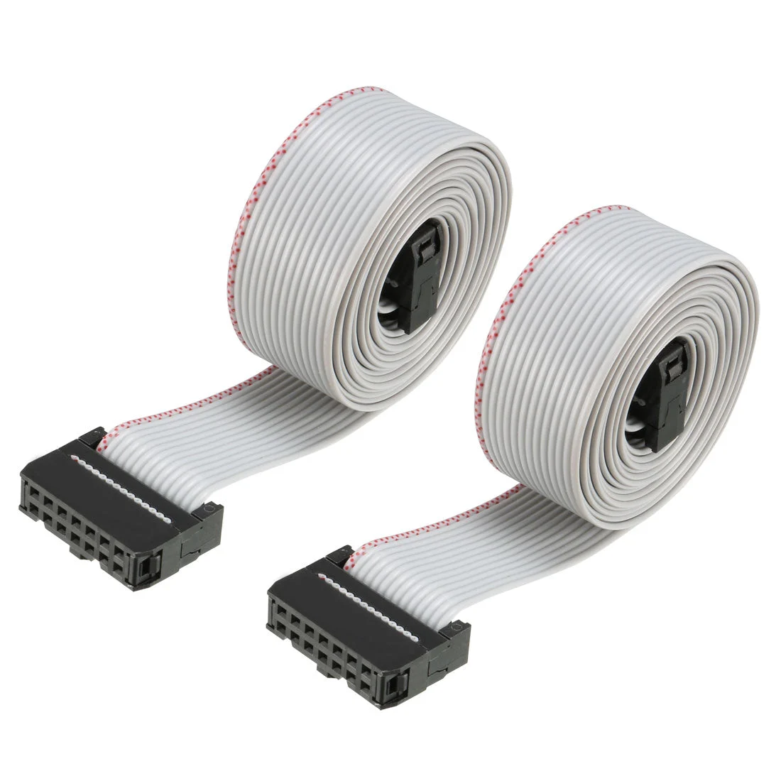 IDC Gray Wire Flat Ribbon Cable 14 Pins 128cm Length 2.54mm Pitch 2pcs Type-C