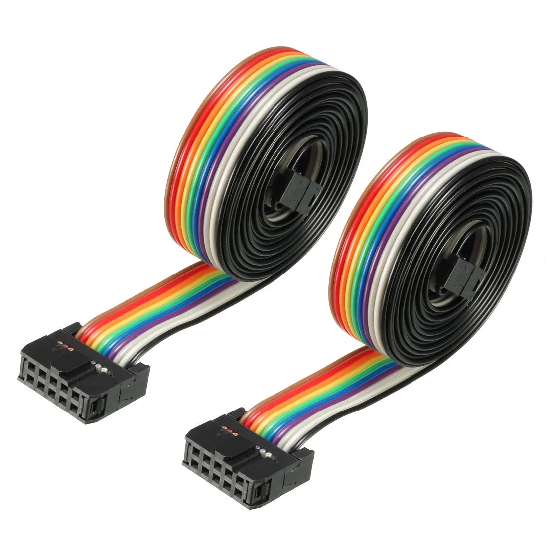 IDC Rainbow Wire Flat Ribbon Cable 10 Pins 128cm Length 2.54mm Pitch 2pcs Type-B