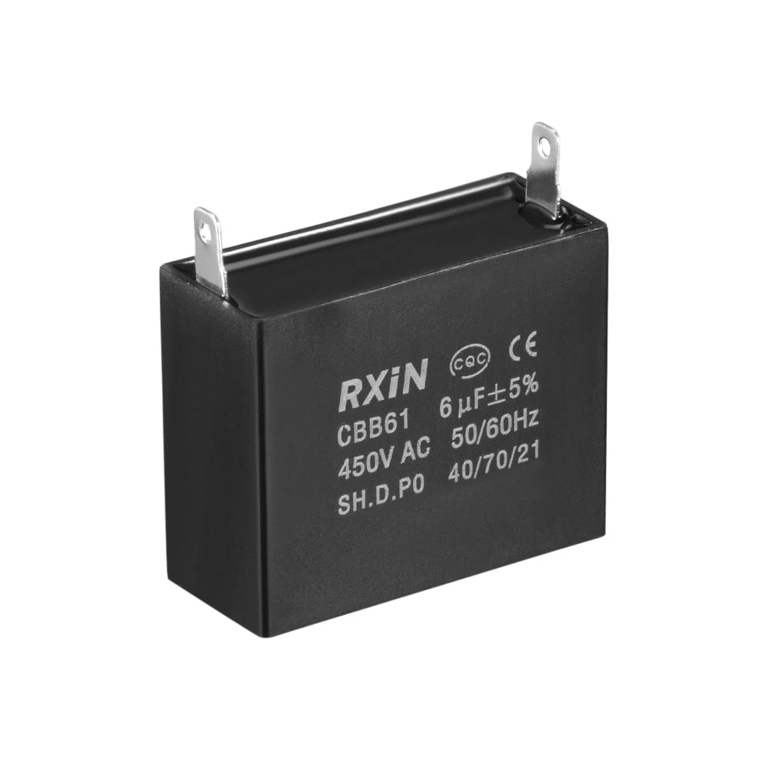 CBB61 450V AC 6uF Single Insert Metallized Polypropylene Film Capacitors