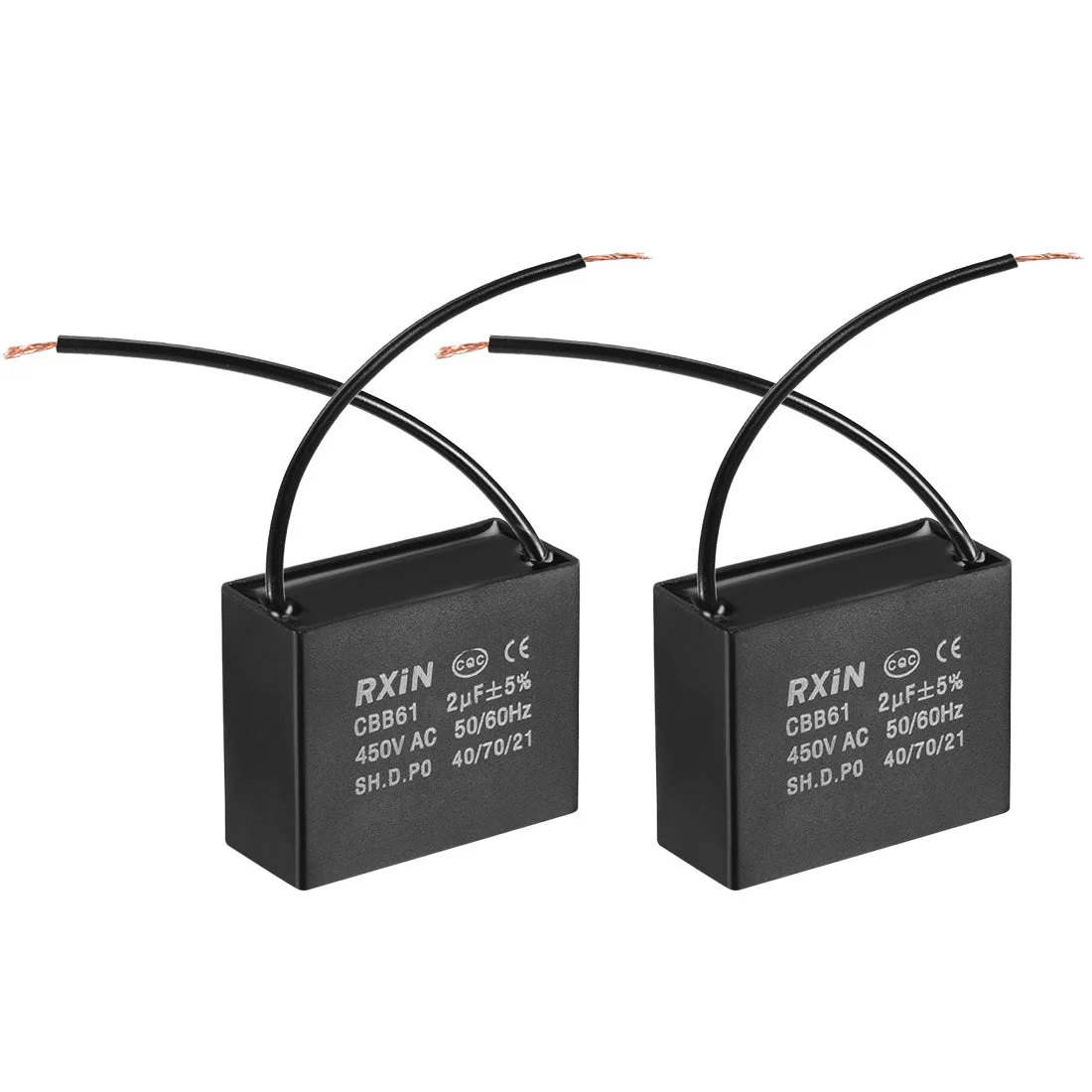 Run Capacitor 450V AC 2uF Metallized Polypropylene Film Capacitors 2pcs