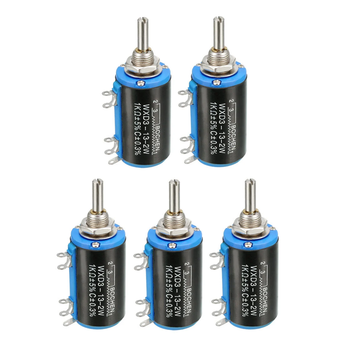 1K Ohm Adjustable Resistors Wire Wound Multi Turn Precision Potentiometer Pots 5pcs