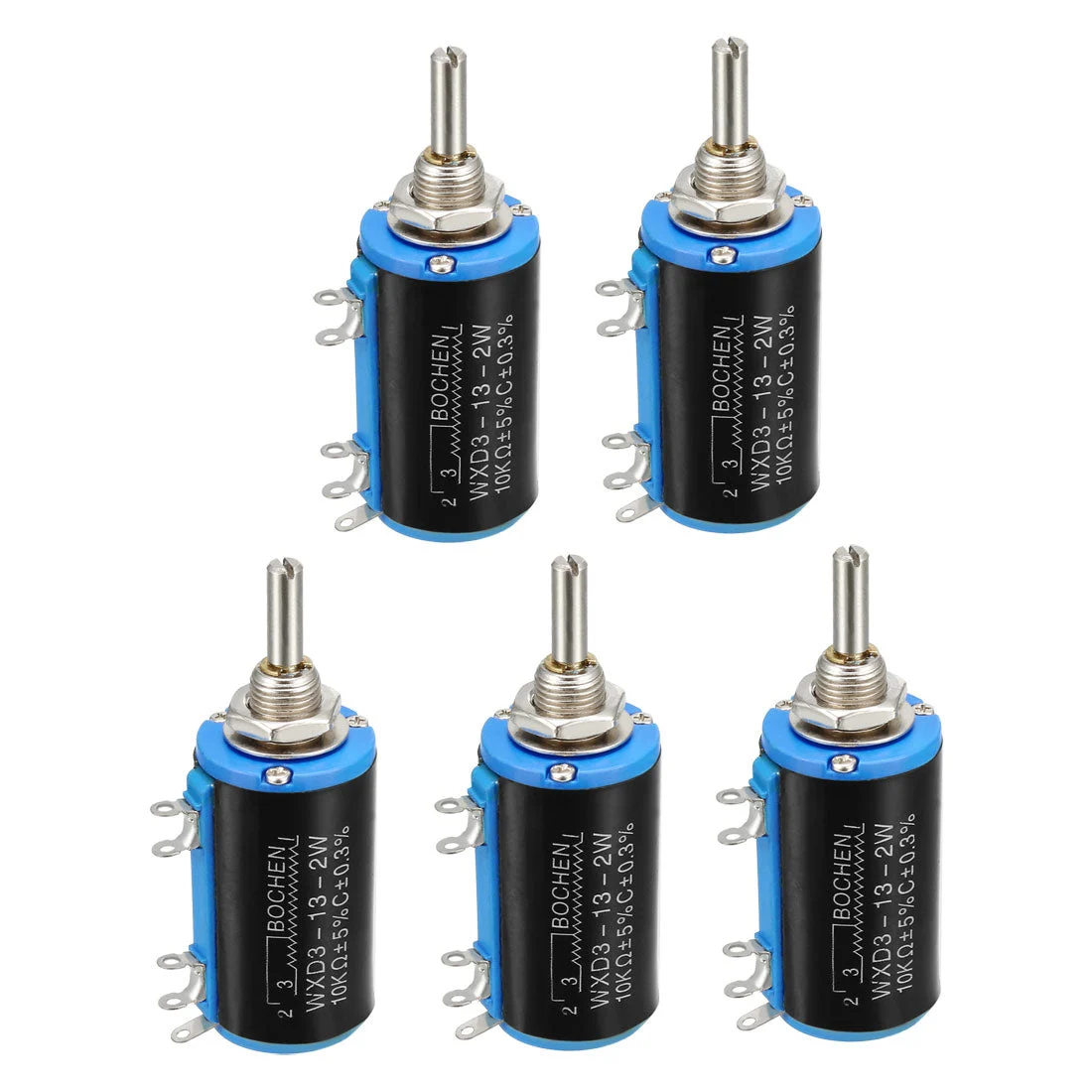 10K Ohm Adjustable Resistors Wire Wound Multi Turn Precision Potentiometer Pots 5pcs