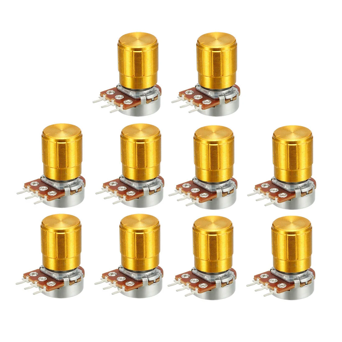 WH148 50K Ohm Variable Resistors Single Turn Rotary Carbon Film Taper Potentiometer W Knobs 10pcs